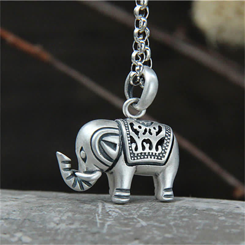 KarmaRipple's 990 Sterling Silver Elephant Strength Pendant Necklace p2