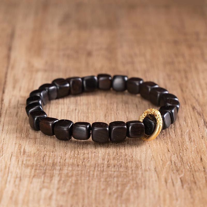 KarmaRipple's Tibetan Ebony Wood Dzi Bead Balance Calm Bracelet p13