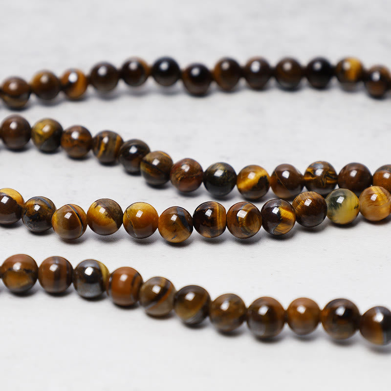 KarmaRipple's Tibetan 108 Authentic Tiger Eye Gemstone Beadwork Prayer Mala Bracelet Pendant p3