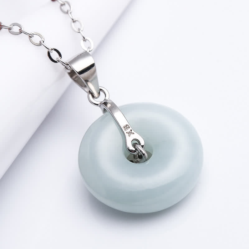 KarmaRipple's 925 Sterling Silver Peace Buckle Jade Coin Fortune Pendant Necklace p4