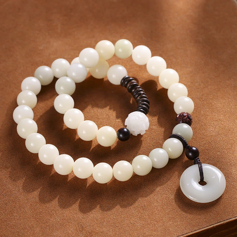 KarmaRipple's Bodhi Seed Green Sandalwood Lotus Peace Buckle Balance Double Wrap Bracelet p2