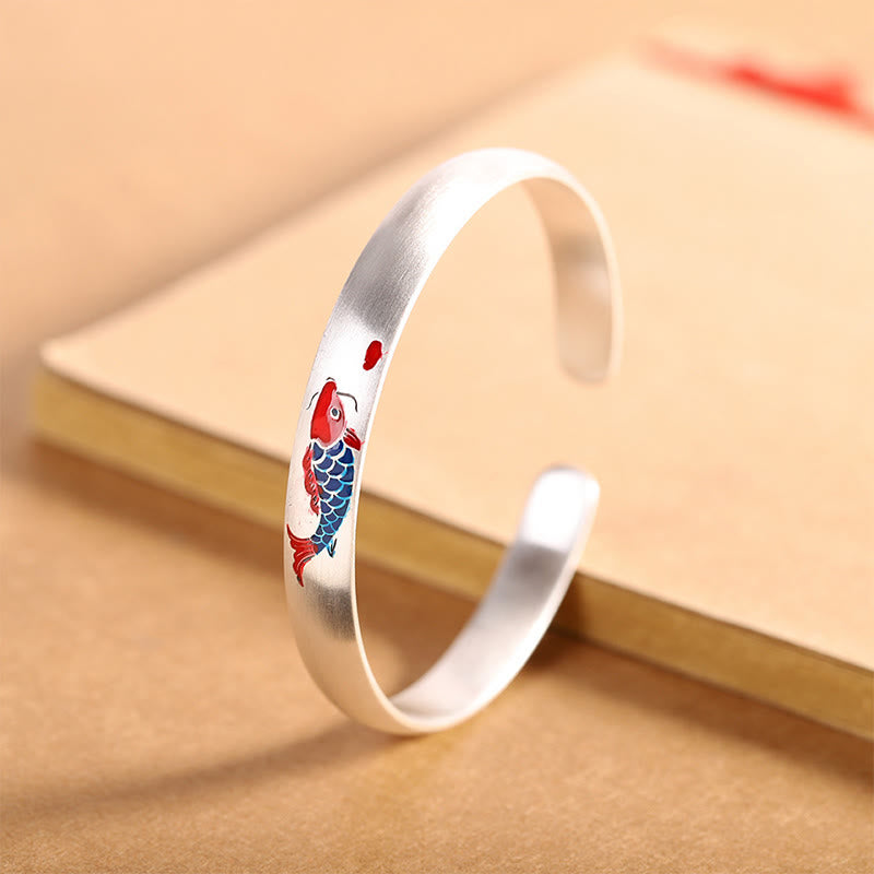 KarmaRipple's 999 Sterling Silver Koi Fish Fortune Cuff Bracelet Bangle p2