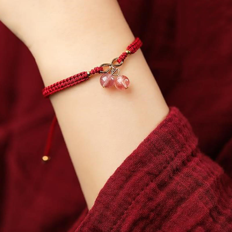 KarmaRipple's Authentic Strawberry Quartz Amethyst Green Phantom Bead Positive Bracelet p13