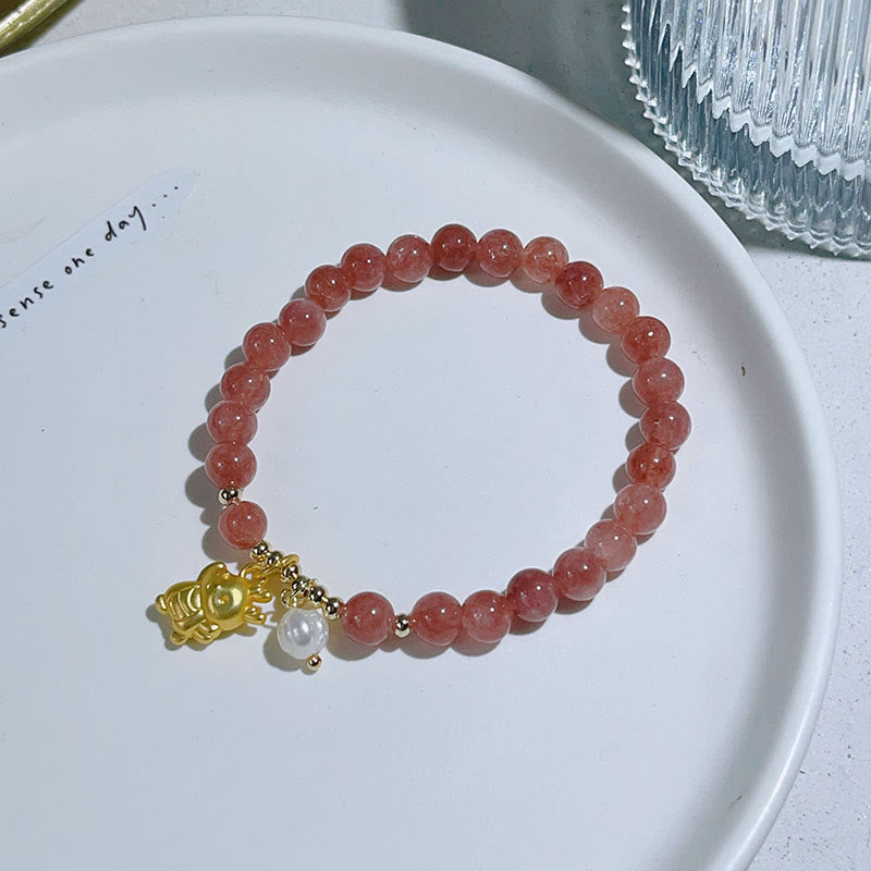 KarmaRipple's Year of the Dragon Strawberry Quartz Dragon Pearl Talisman Protection Bracelet p7