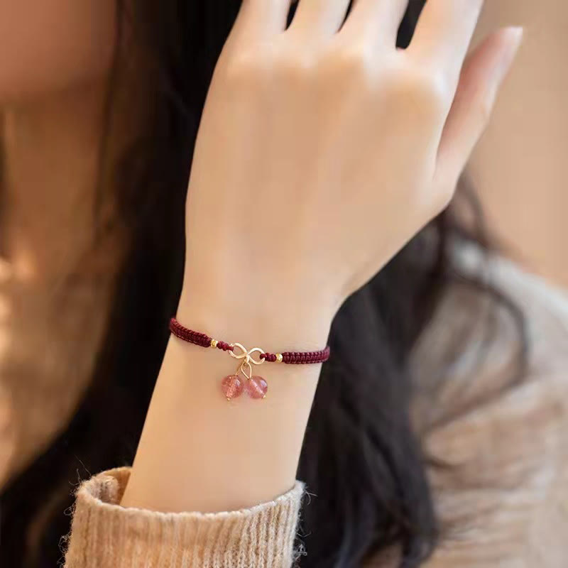 KarmaRipple's Authentic Strawberry Quartz Amethyst Green Phantom Bead Positive Bracelet p16