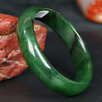 KarmaRipple's Authentic Hetian Cyan Jade Happiness Success Bracelet Bangle