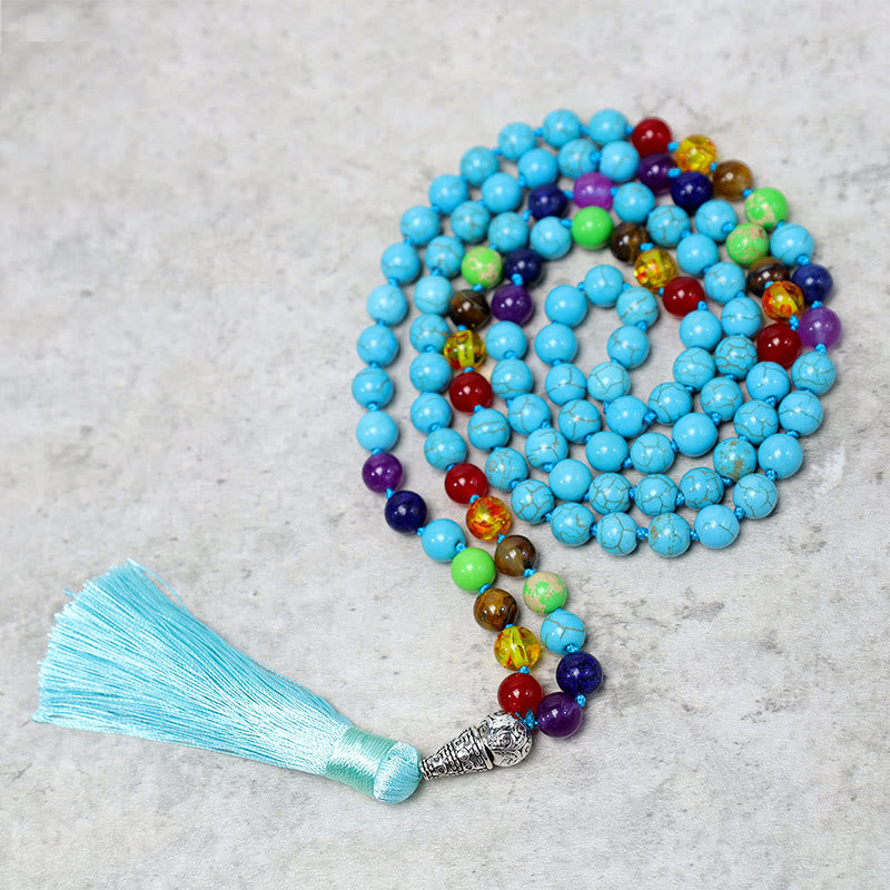 KarmaRipple's 108 Mala Turquoise Beadwork Yoga Meditation Prayer Beadwork Pendant p2