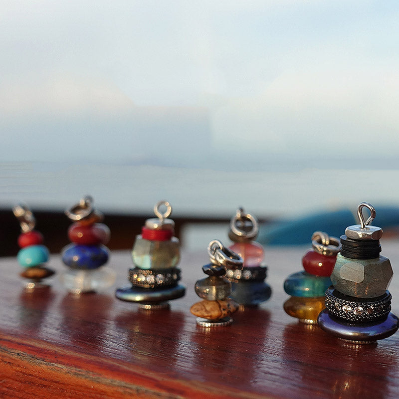 KarmaRipple's Zen Cairn Labradorite Various Crystals Calm Necklace Pendant p38