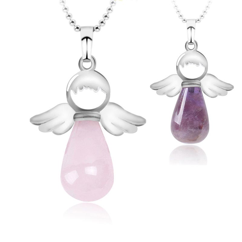 KarmaRipple's Little Angel Wings Authentic Gemstone Fortune Pendant Necklace p18