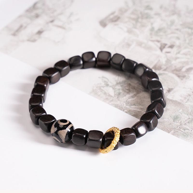KarmaRipple's Tibetan Ebony Wood Dzi Bead Balance Calm Bracelet p4