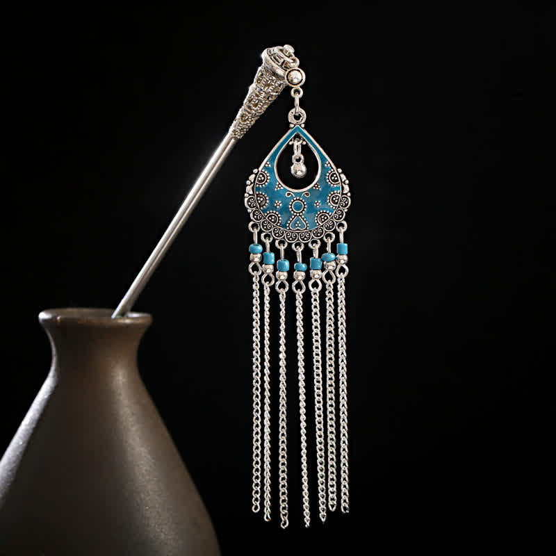 KarmaRipple's Water Drop Lily of the Valley Flowers Tassels Confidence Hairpin p17