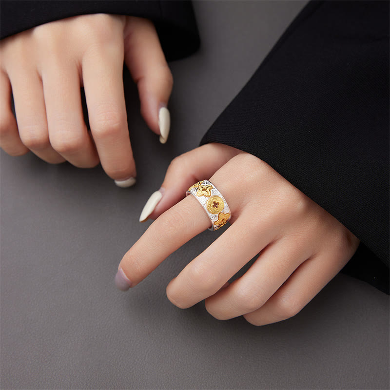 KarmaRipple's 925 Sterling Silver Vintage Tang Dynasty Flower Design Fortune Ring p6