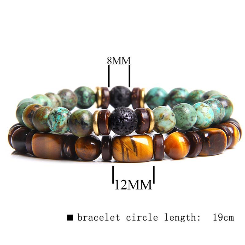 KarmaRipple's 2PCS Balancing Gemstone Emperor Stone Tiger Eye Bead Bracelet p23