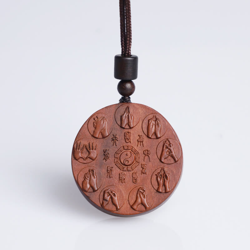 KarmaRipple's Lightning Struck Jujube Wood Yin Yang Bagua Mountain Ghosts Spend Money Protection Pendant Necklace p12