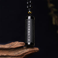 KarmaRipple's Authentic Black Obsidian Heart Sutra Purification Pendant Necklace