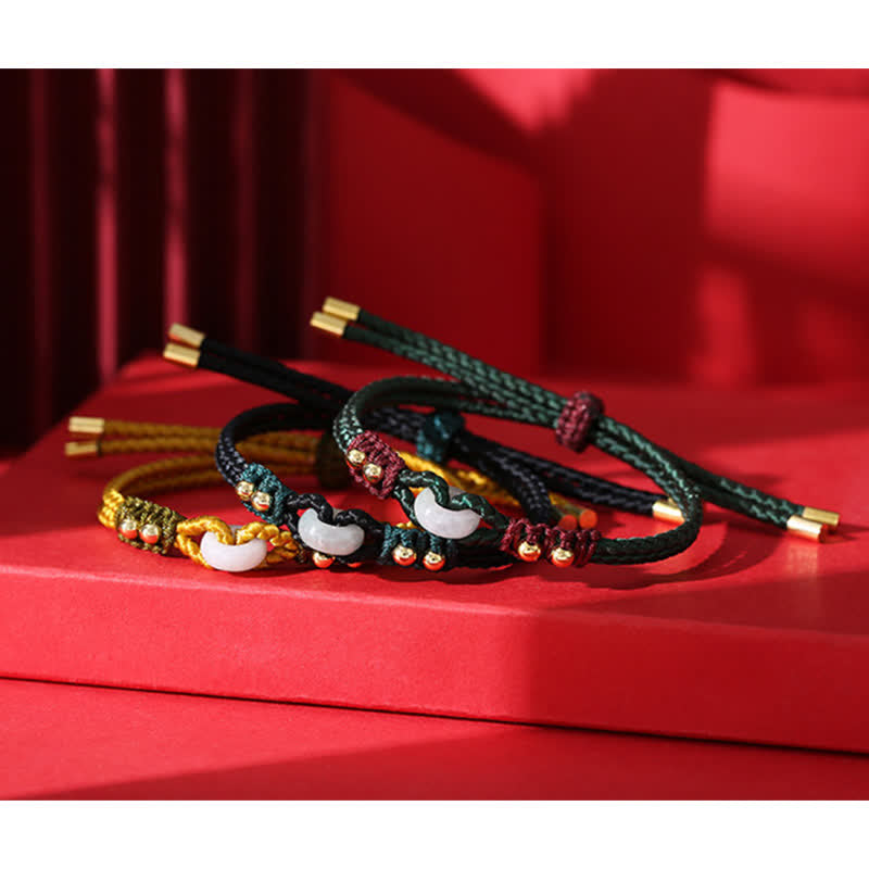 KarmaRipple's Round Peace Buckle Jade Abundance Wealth String Bracelet p22