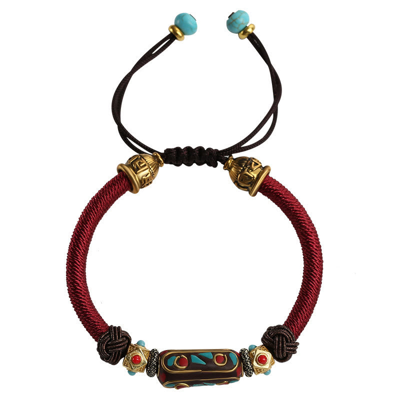KarmaRipple's Handmade Tibetan Turquoise Om Mani Padme Hum Strength Woven Bracelet p11