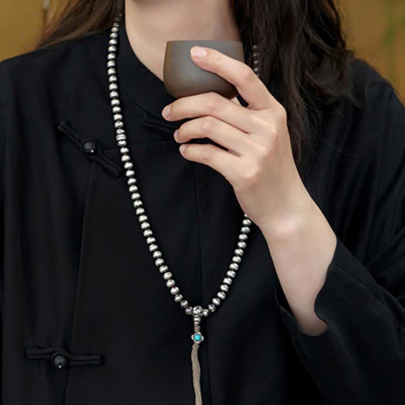 KarmaRipple's 108 Mala Beadwork 925 Sterling Silver Red Agate Turquoise Confidence Talisman Bracelet p11