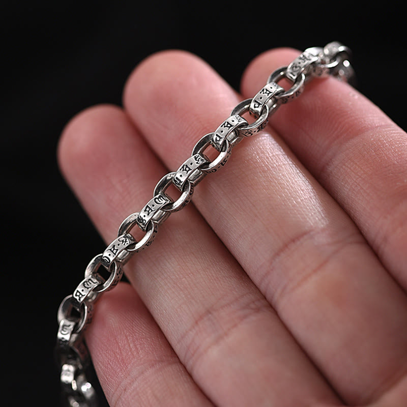 KarmaRipple's 925 Sterling Silver Om Mani Padme Hum Carved Design Creativity Metal Bracelet p8