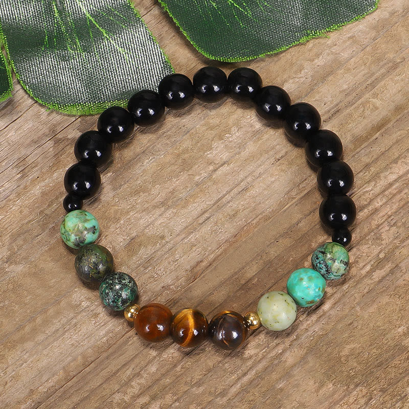 KarmaRipple's 108 Mala Beadwork Authentic Stone Tiger Eye Turquoise Protection Strength Bracelet Pendant p13