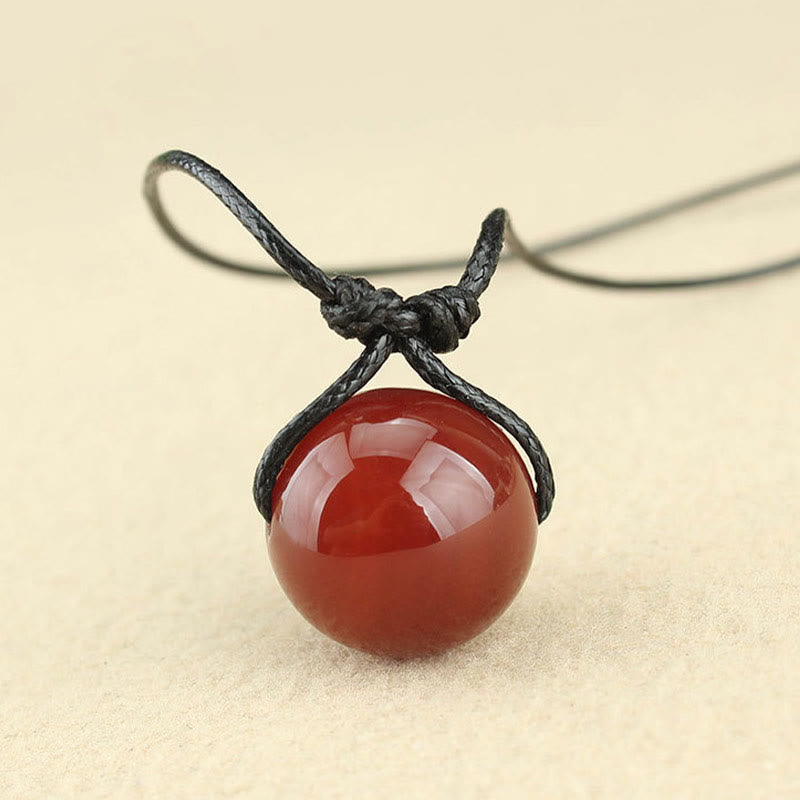 KarmaRipple's Red Agate Bead Confidence Leather Rope Pendant Necklace p6