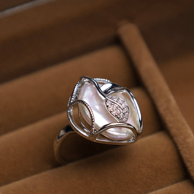 KarmaRipple's Pearl Bronze Plated Gold Flower Happiness Wealth Ring p24