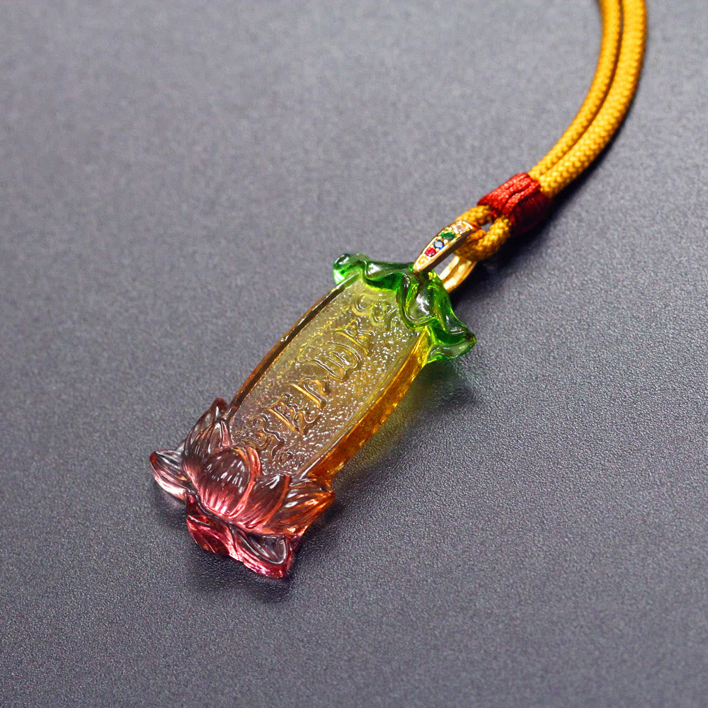 KarmaRipple's Buddha Liuli Lotus Six Character Om Mani Padme Hum Peace Pendant p2