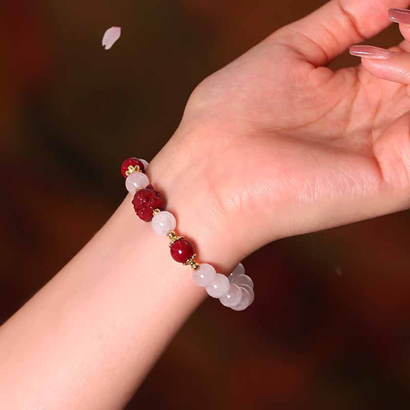 KarmaRipple's Authentic Pink Gemstone Cinnabar Nine Tailed Fox Love Bracelet p6