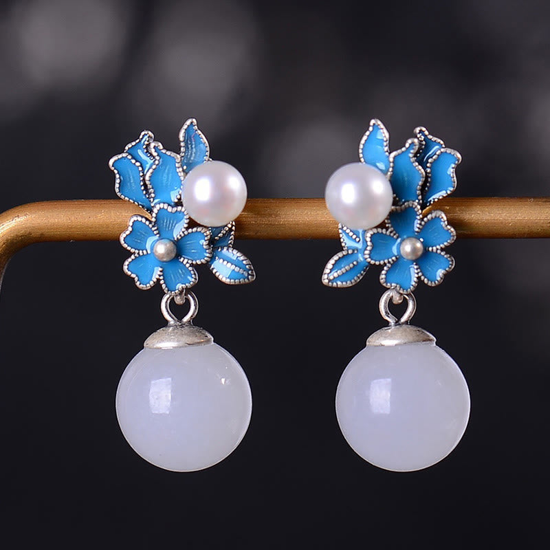 KarmaRipple's Ivory Jade 925 Sterling Silver Pearl Flower Blessing Pendant Necklace Ring Earrings p8