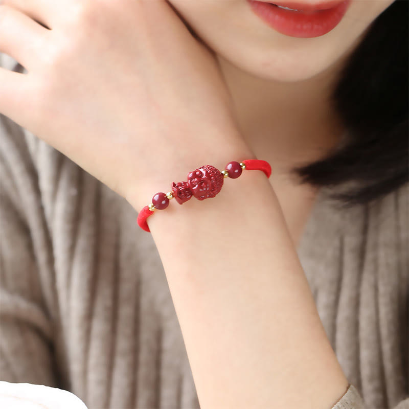 KarmaRipple's Chinese Zodiac Natal Buddha Cinnabar Amulet Blessing String Bracelet p16