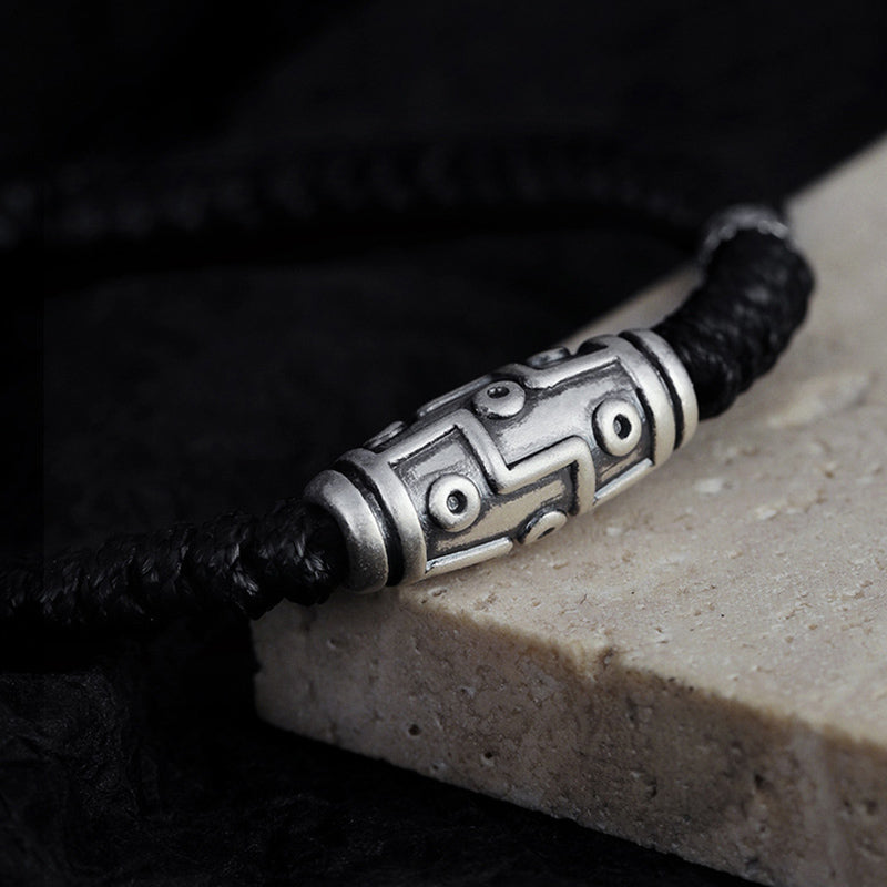 KarmaRipple's 999 Sterling Silver Nine-Eye Dzi Bead Pattern Blessing Rope Bracelet p7