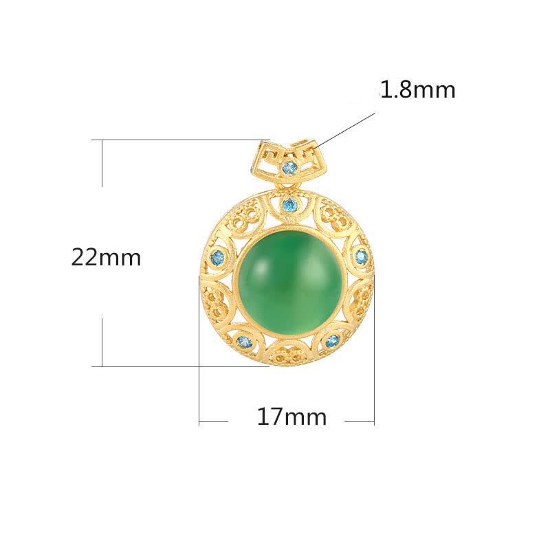 KarmaRipple's 925 Sterling Silver Green Chalcedony Hetian Ivory Jade Strength Pendant Necklace p5