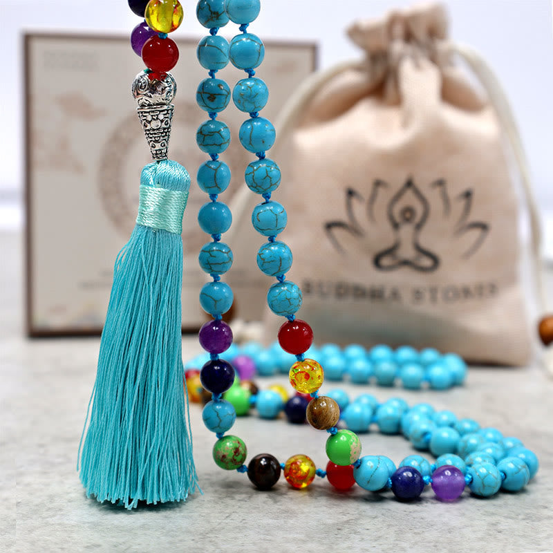 KarmaRipple's 108 Mala Turquoise Beadwork Yoga Meditation Prayer Beadwork Pendant p4