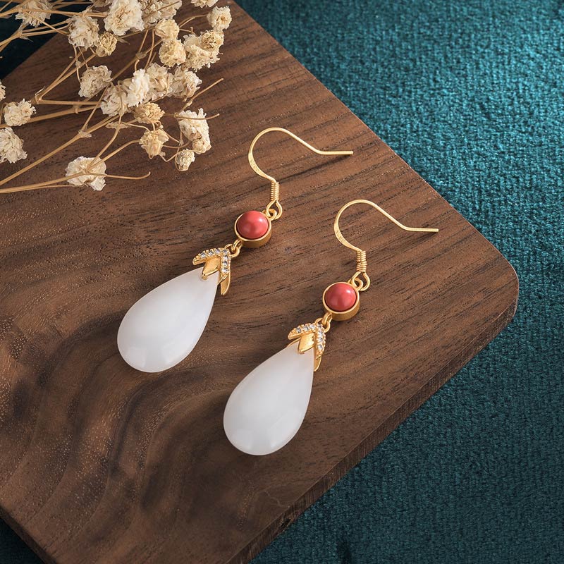 KarmaRipple's FengShui Ivory Jade Fortune Drop Earrings p12