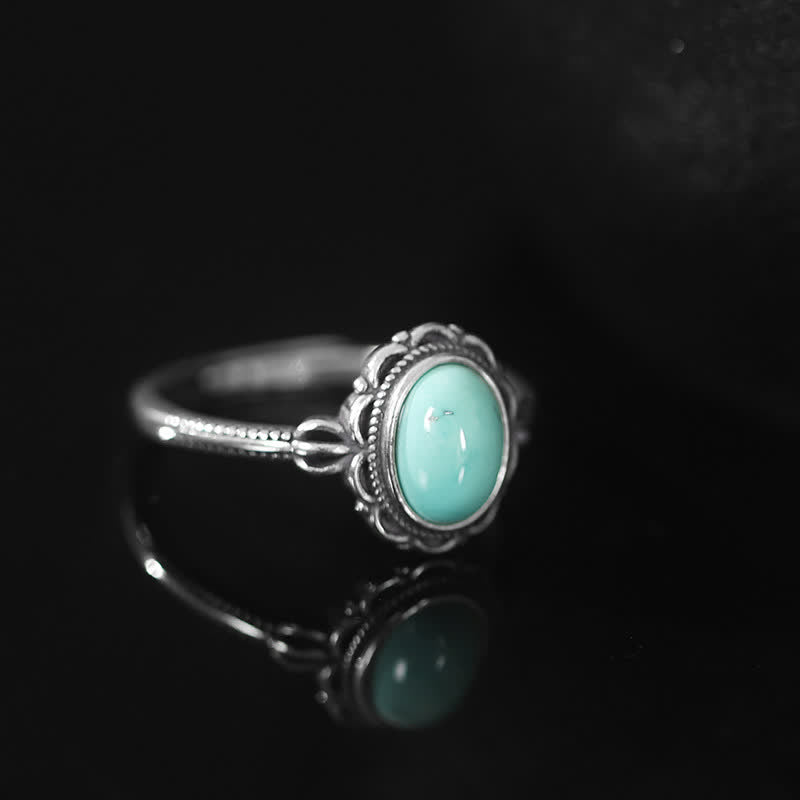 KarmaRipple's 925 Sterling Silver Tibetan Turquoise Red Agate Protection Ring p4