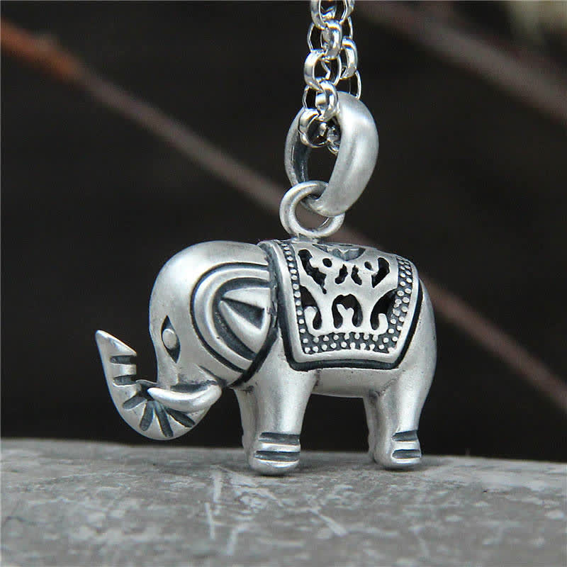 KarmaRipple's 990 Sterling Silver Elephant Strength Pendant Necklace p6
