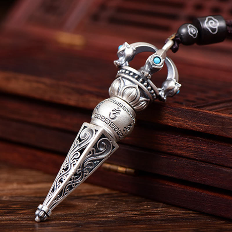 KarmaRipple's Tibetan Om Mani Padme Hum Dorje Vajra Design Wisdom Rotatable Pendant Necklace p3