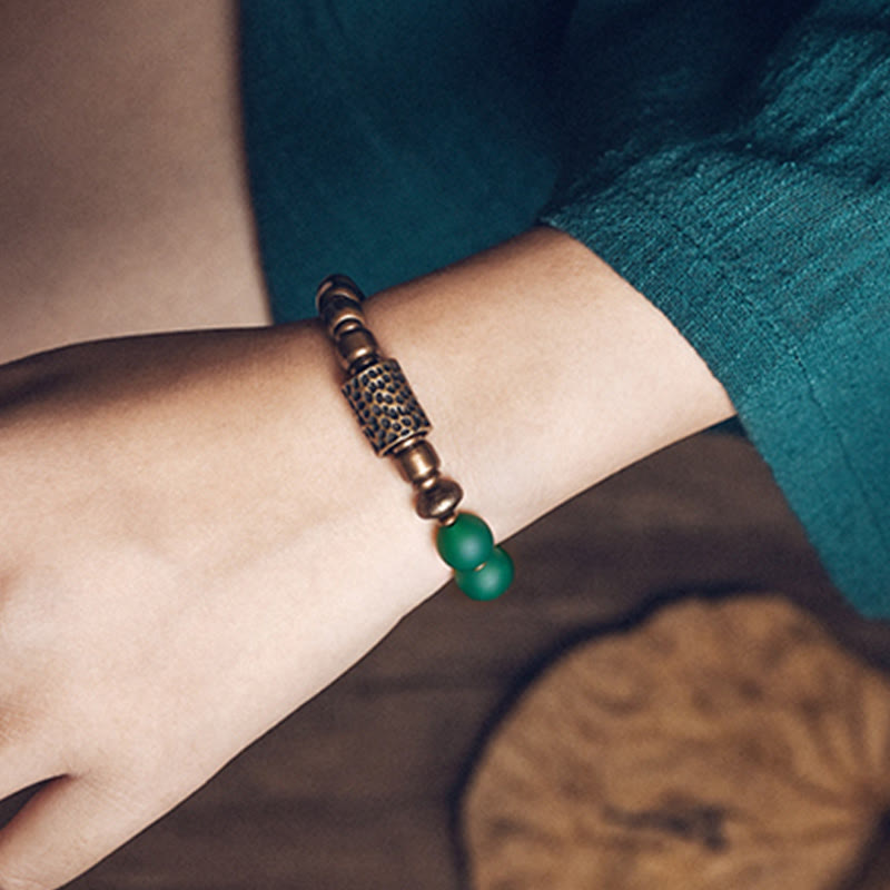 KarmaRipple's Tibetan Red Agate Green Agate Bronze Confidence Fortune Bracelet p11