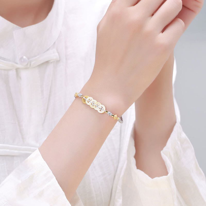 KarmaRipple's Bronze Coin Fortune Tree Pearl Fortune Blue Rope Woven Bracelet p13