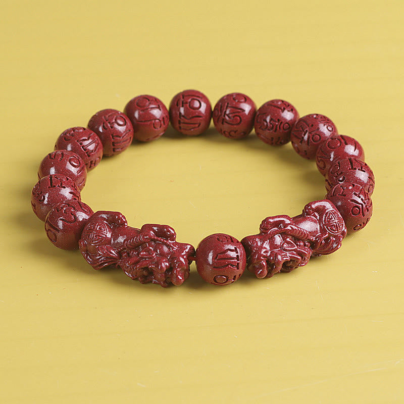 KarmaRipple's Authentic Double PiXiu Cinnabar Om Mani Padme Hum Wealth Fortune Bead Bracelet p29