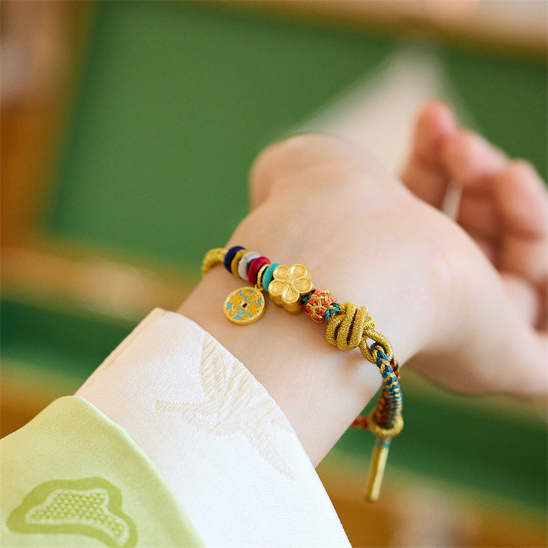 KarmaRipple's Year of the Dragon Koi Fish Mahjong Dice Peach Blossoms Bronze Coin Fortune Woven Bracelet p18