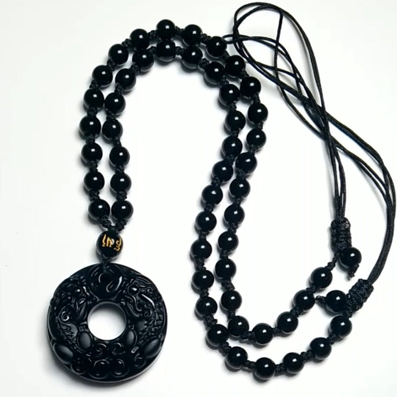 KarmaRipple's Pixiu Obsidian Wealth Necklace Pendant p5