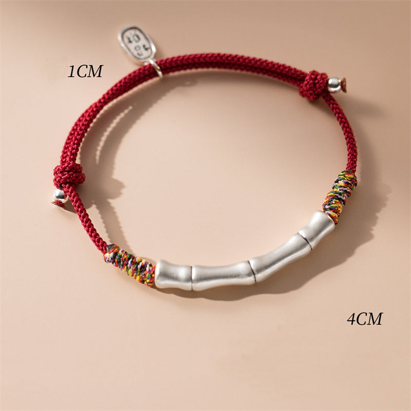 KarmaRipple's 999 Sterling Silver Fortune Bamboo Attract Fortune Colorful Red Rope Bracelet p6