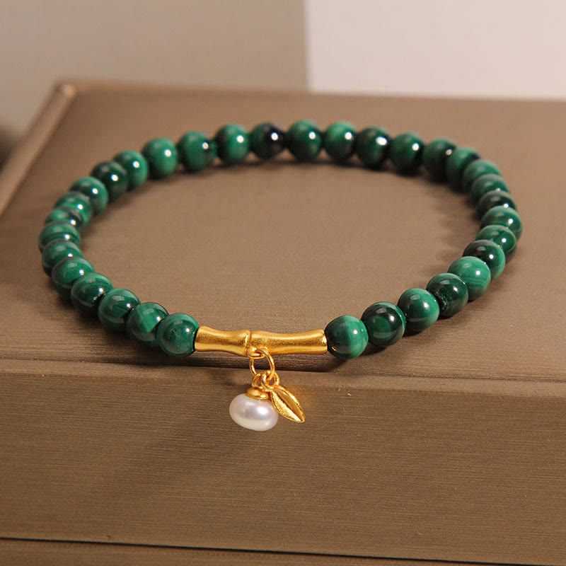 KarmaRipple's Authentic Malachite Pearl Fortunate Bamboo Anti-Anxiety Bracelet p1