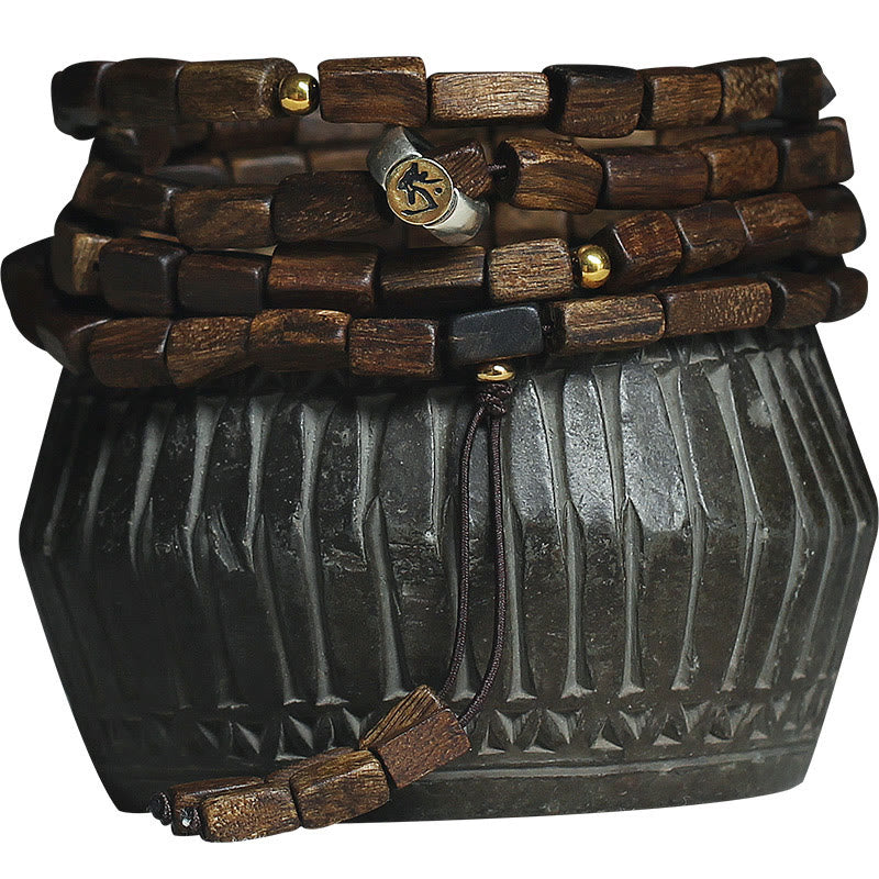 KarmaRipple's Tarakan Rare Agarwood 925 Sterling Silver Chinese Zodiac 999 Pure Gold Beadwork Ward Off Evil Spirits Bracelet p24