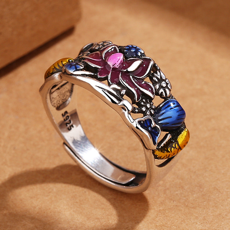 KarmaRipple's Koi Fish Lotus Flower Leaf Design Fortune Wealth Ring p4