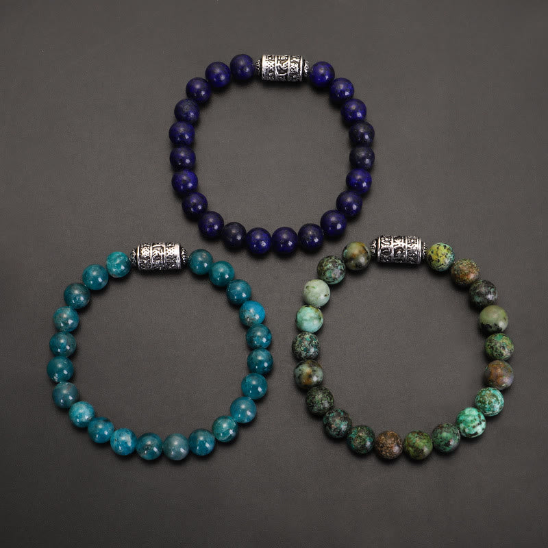 KarmaRipple's Authentic Lazurite Pietersite Unakite Om Mani Padme Hum Bead Positive Bracelet p4