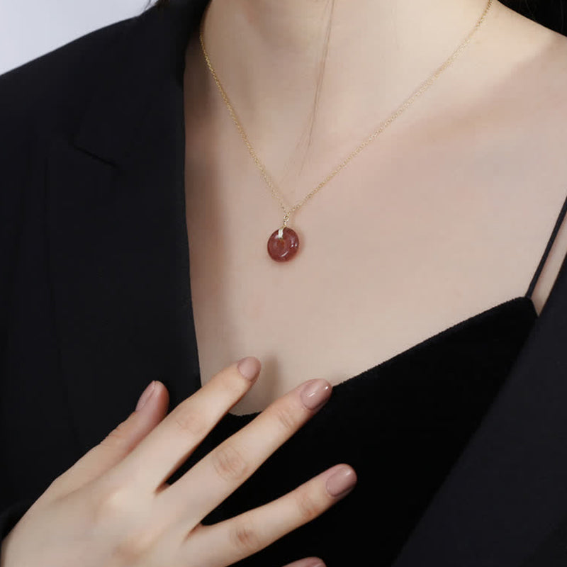 KarmaRipple's 925 Sterling Silver Strawberry Quartz Balancing Positive Pendant p7