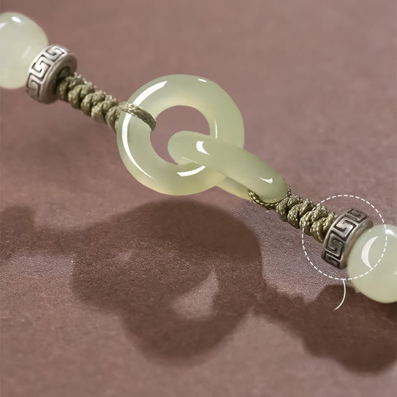 KarmaRipple's Authentic Hetian Jade Peace Buckle Fortune Woven Bracelet p7