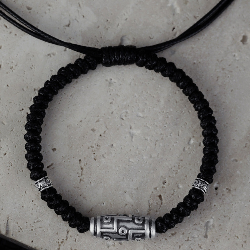 KarmaRipple's 999 Sterling Silver Nine-Eye Dzi Bead Pattern Blessing Rope Bracelet p16